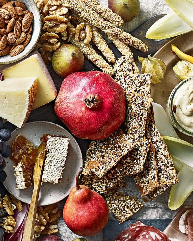 Caraway and sesame rye crackers