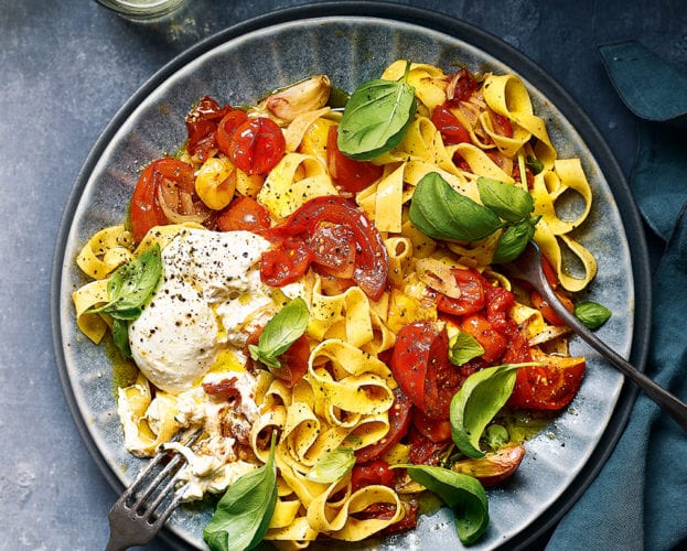Tomato and burrata tagliatelle