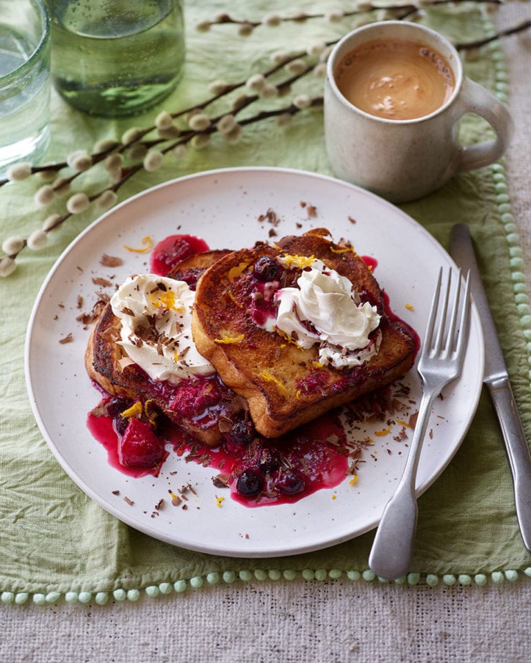 Brioche French toast with berry compote