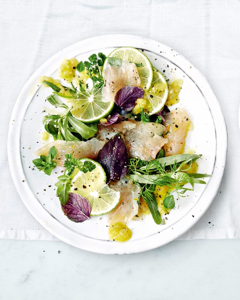 Citrus-cured fish with herbs and vinaigrette