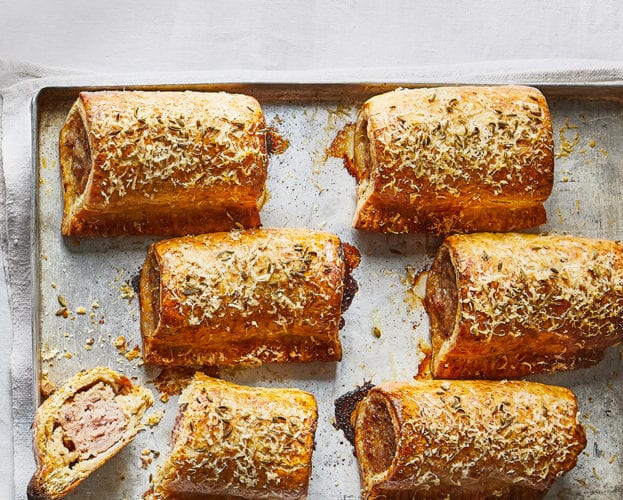 Parmesan and pork sausage rolls