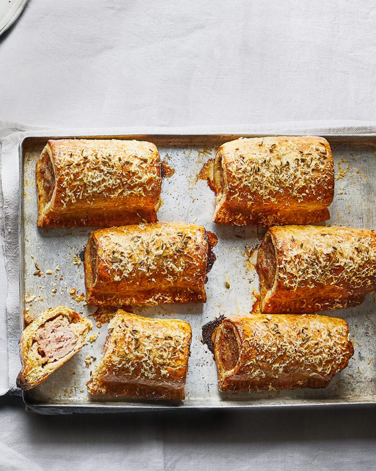 Parmesan and pork sausage rolls