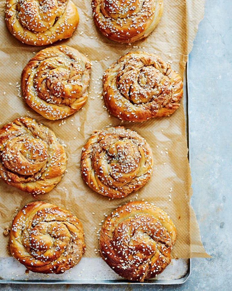 Sweet tahini swirl buns