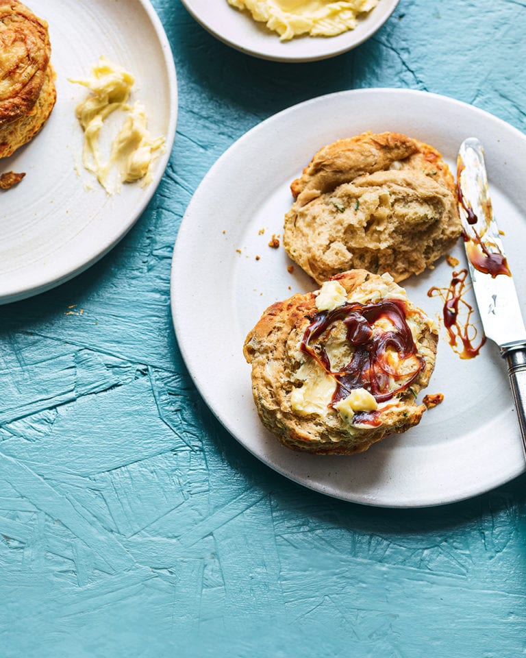 Cheddar, chive and Marmite scones