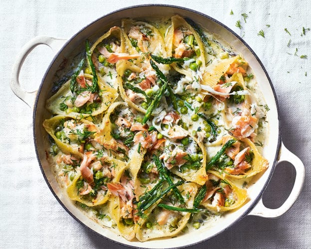 Creamy salmon pasta shells