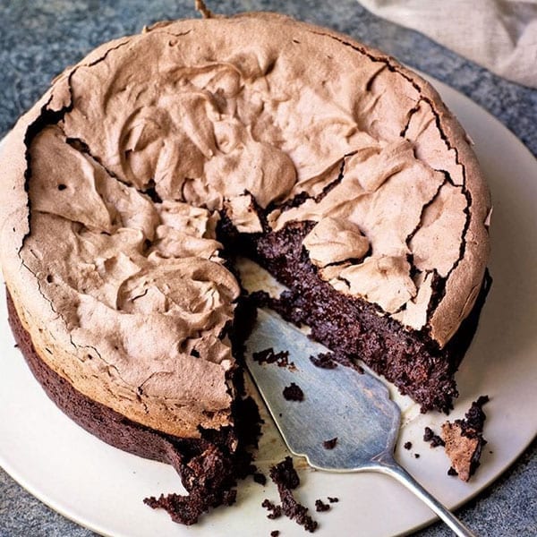 Double baked chocolate meringue brownie