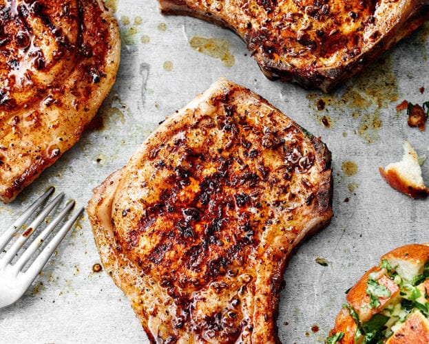 Pork chops with caraway seed rub