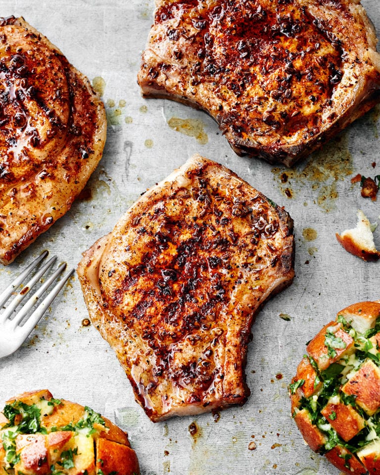 Pork chops with caraway seed rub