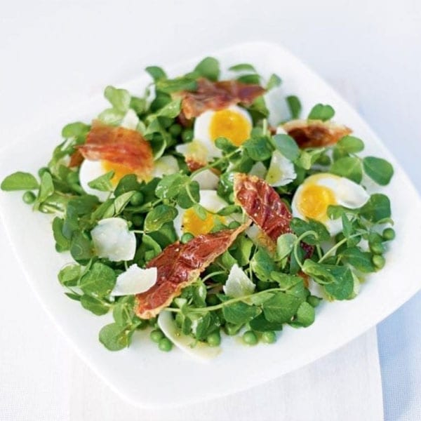 pea shoot and egg salad