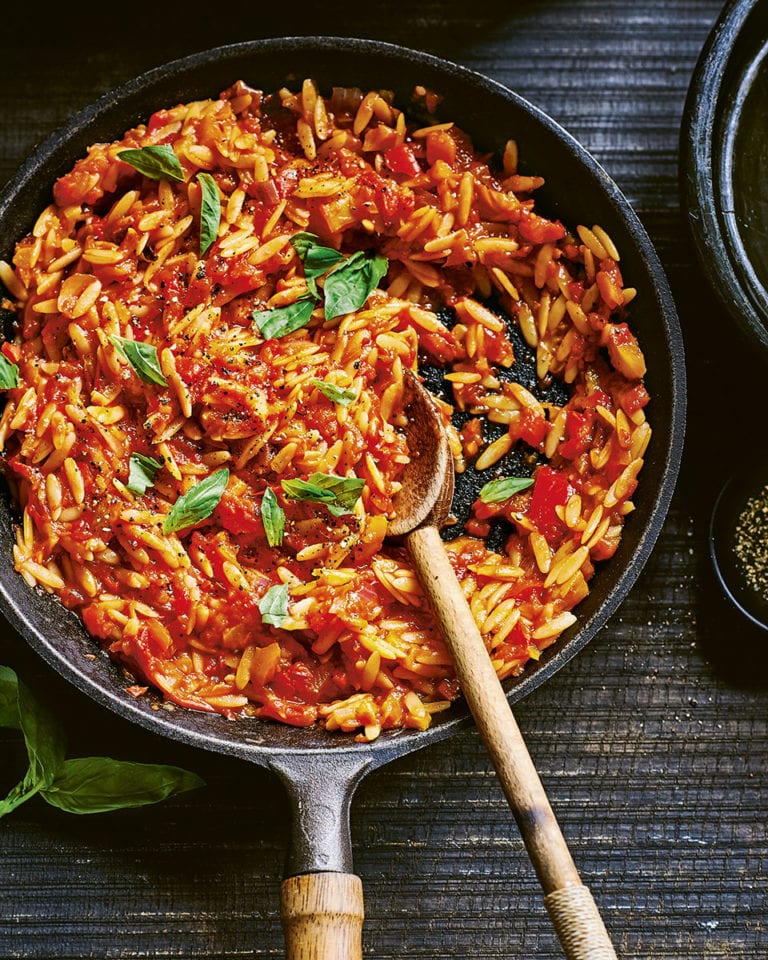 Orzo with roasted veg sauce