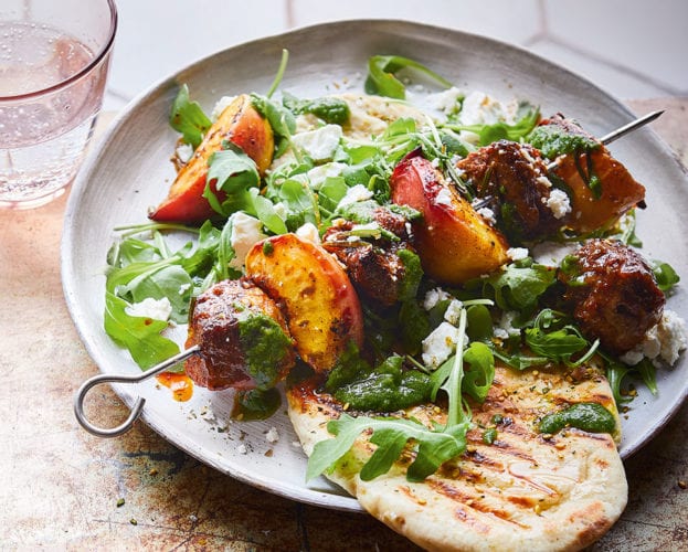 Lamb and peach skewers