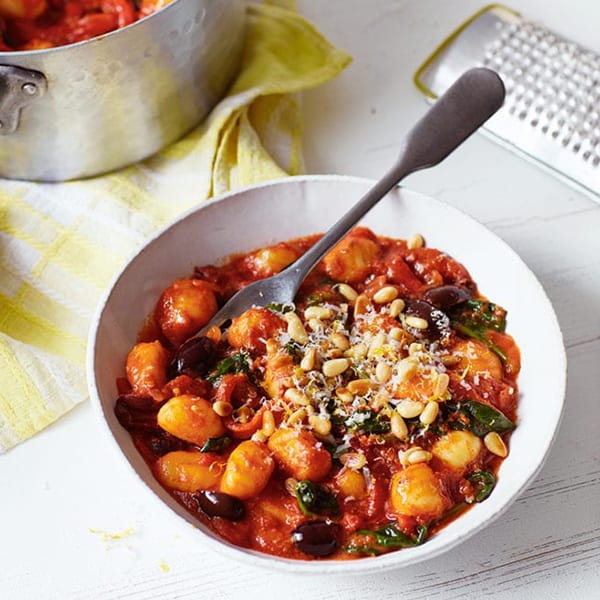 Tomato and black olive gnocchi