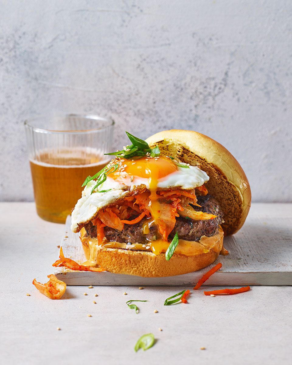 Kimchi beef burger recipe Perfect for summer bbqs delicious. magazine