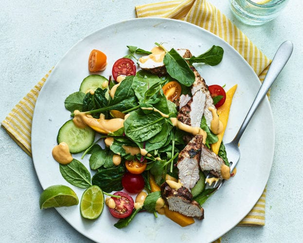 Chargrilled chicken with mango salad