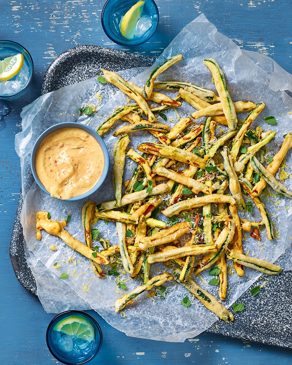Courgette fries with spicy chilli mayonnaise delicious. magazine