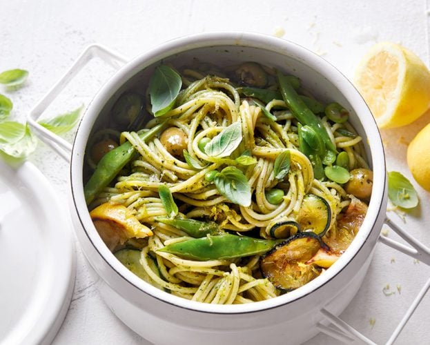 vegan pesto spaghetti