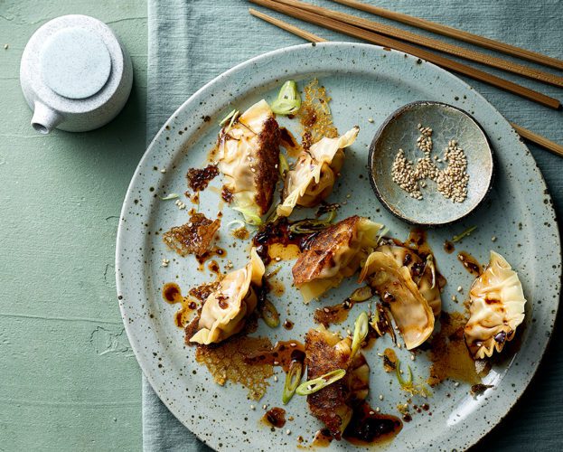 Crispy pork potsticker dumplings