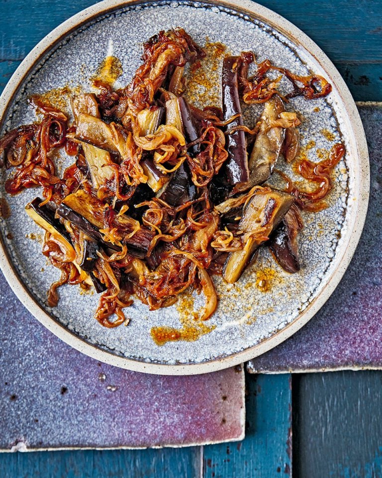 Chetna Makan’s tamarind aubergine curry (imli baigan curry)