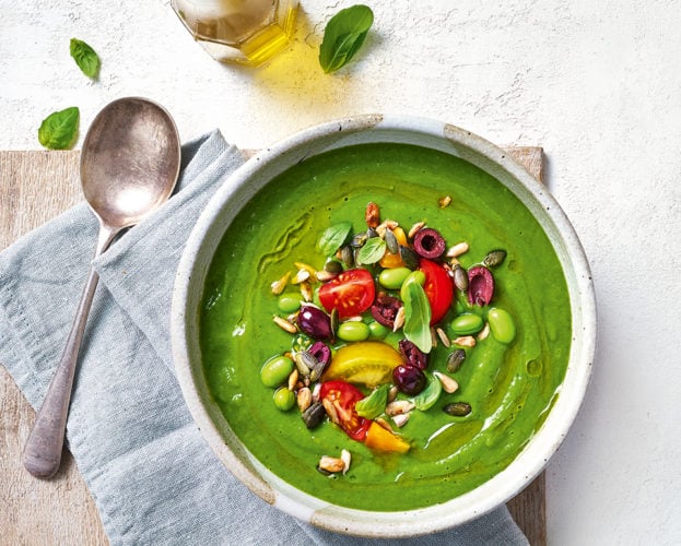 Chilled herb and greens soup