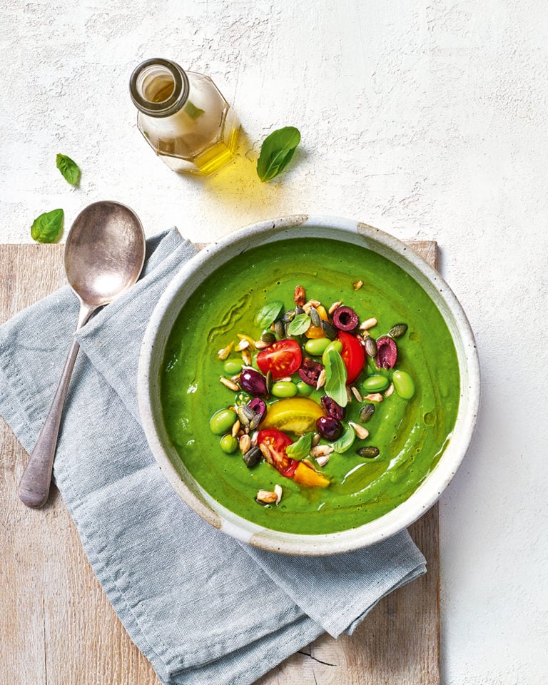 Chilled herb and greens soup