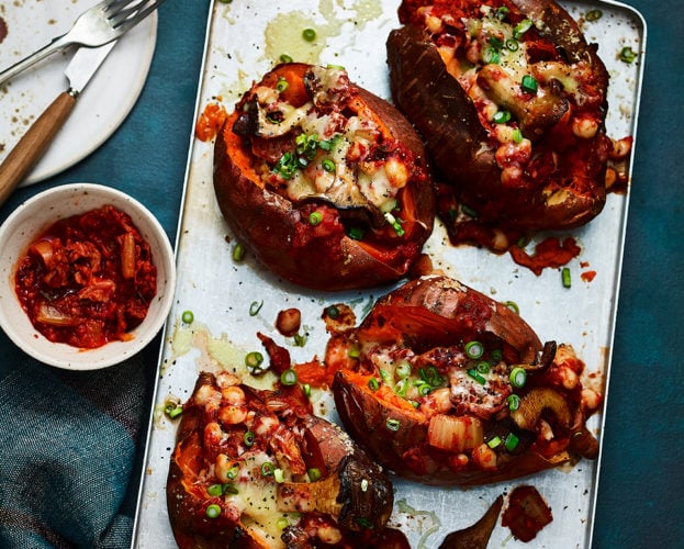 Loaded baked sweet potatoes