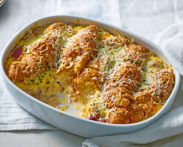 Croissant bread and butter pudding