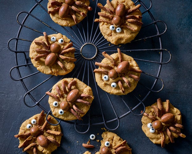 Chocolate and peanut butter spider cookies