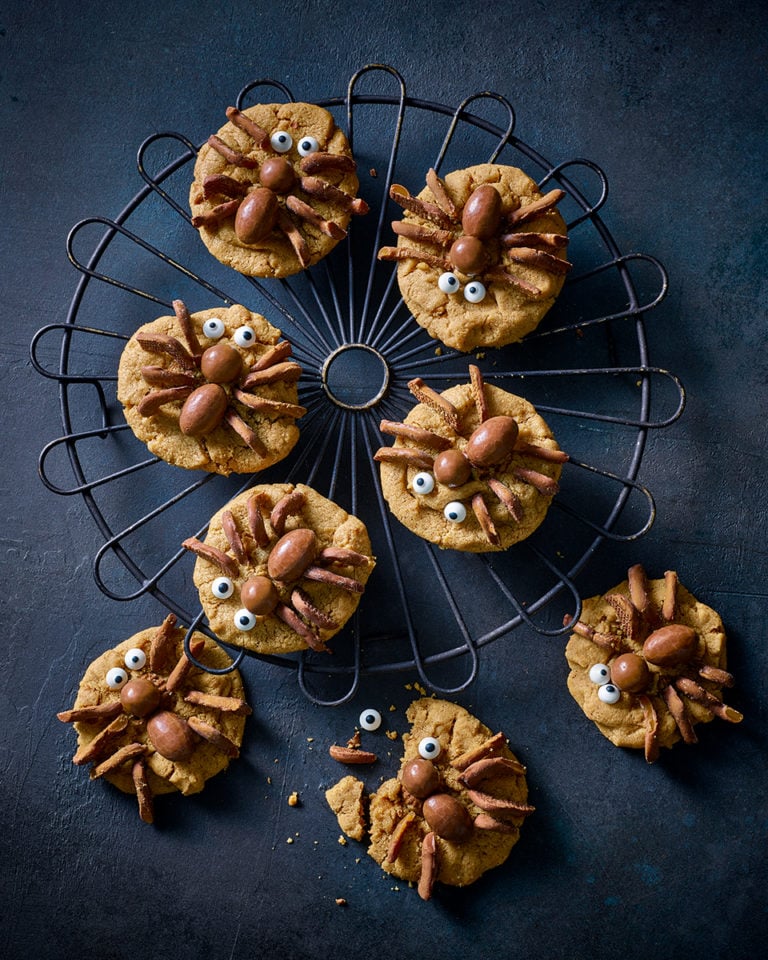 Chocolate and peanut butter spider cookies