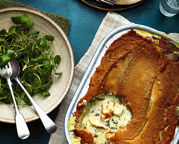 Smoked fish pie with butterbean mash