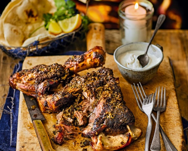 Slow-braised lamb shoulder with preserved lemon and spices