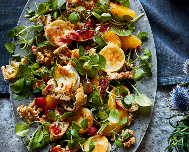 Goat’s cheese salad with cranberry dressing