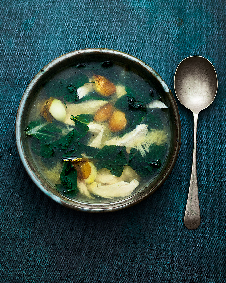 Turmeric chicken noodle soup with chard delicious. magazine