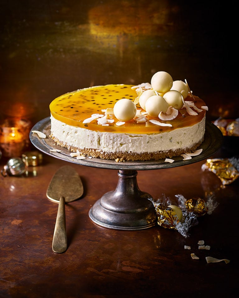 Lindor white chocolate and passion fruit cheesecake