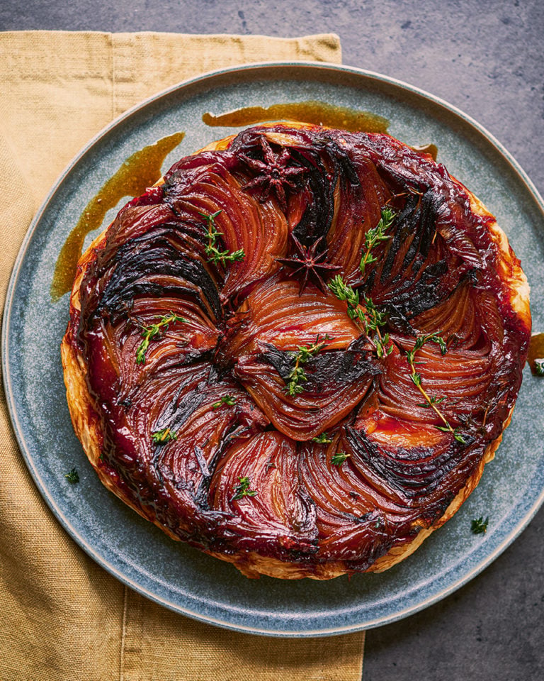 Marcus Wareing’s roasted onion tarte tatin with cheddar mascarpone