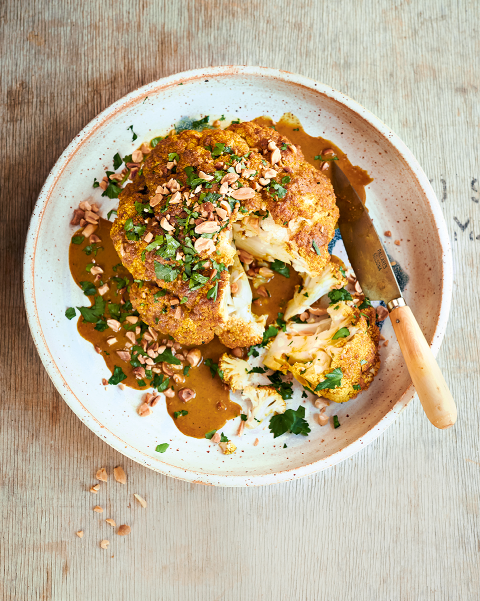 Whole roasted satay cauliflower delicious. magazine