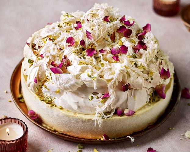 Frozen thandai semifreddo meringue cake