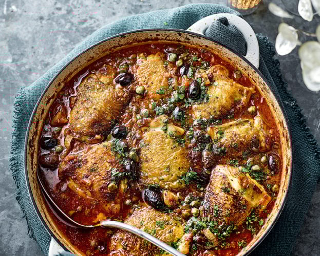 Baked chicken puttanesca