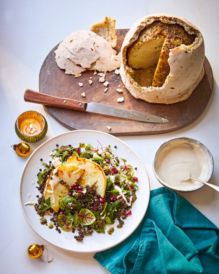 Salt-baked celeriac with tahini