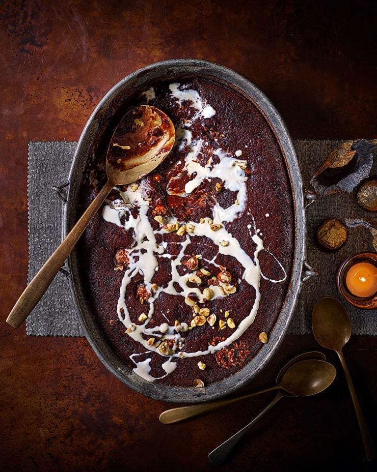 Ferrero Rocher self-saucing chocolate pudding