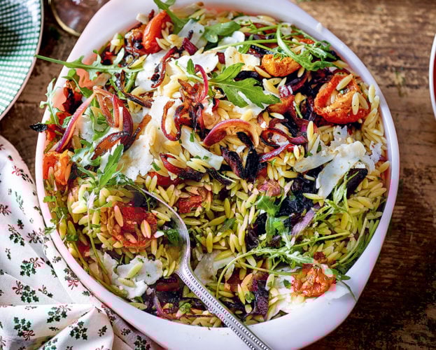 Orzo halloumi salad