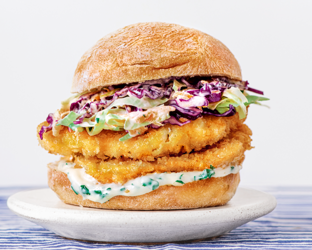 Clodagh McKenna’s crumbed fish burgers with cabbage slaw