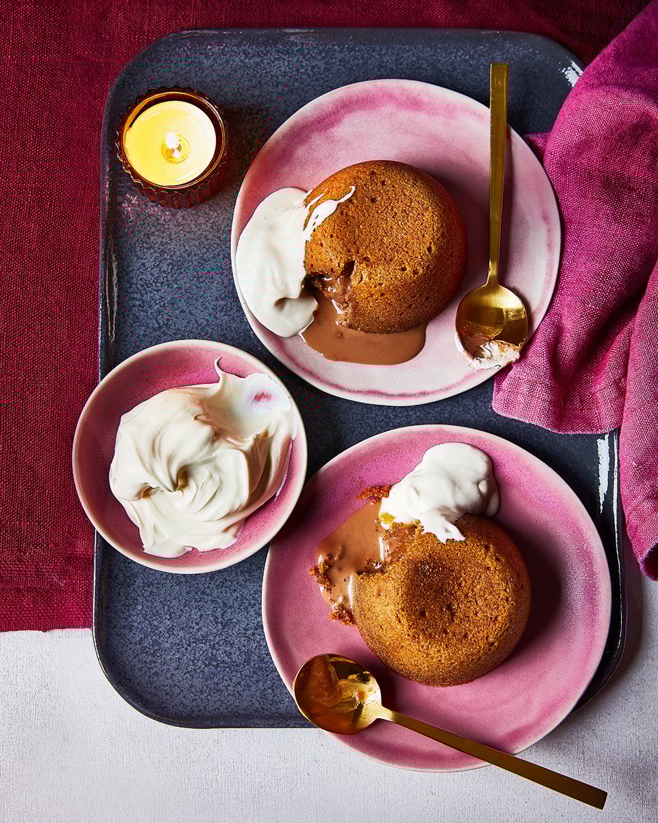 Caramel lava puddings delicious. magazine