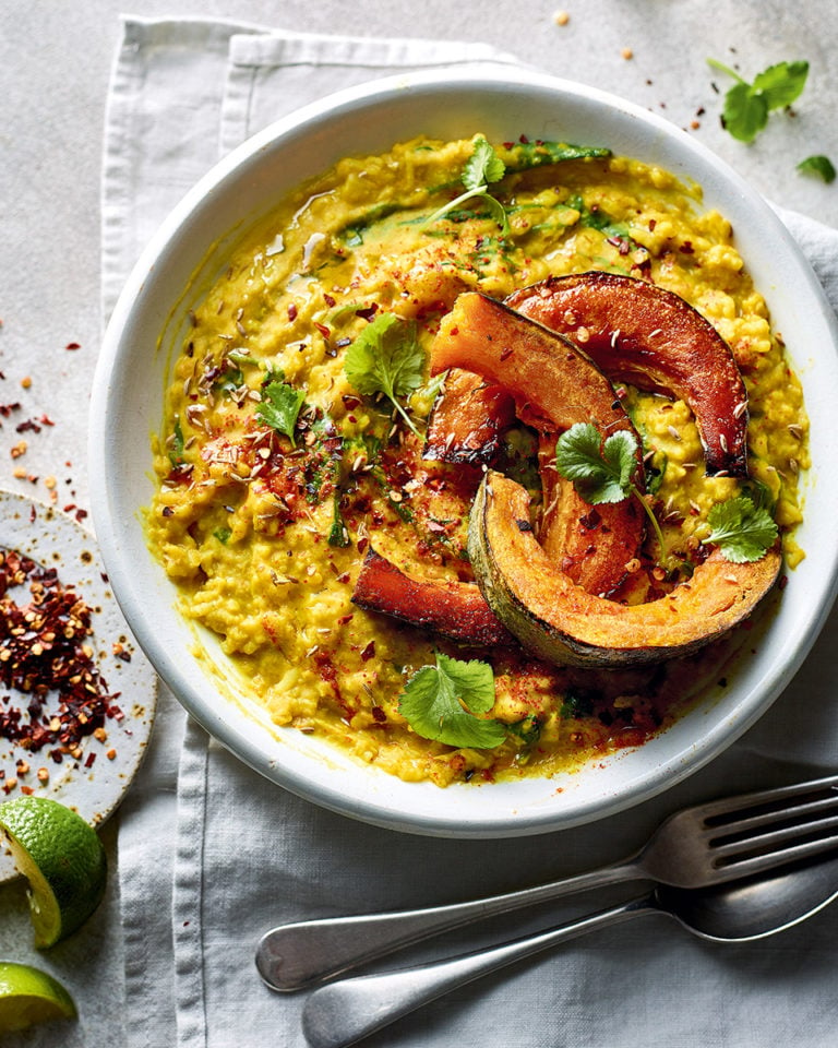 Spiced squash kitchari (Indian slow-cooked rice and lentils)