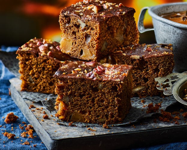 Ginger and pear traybake