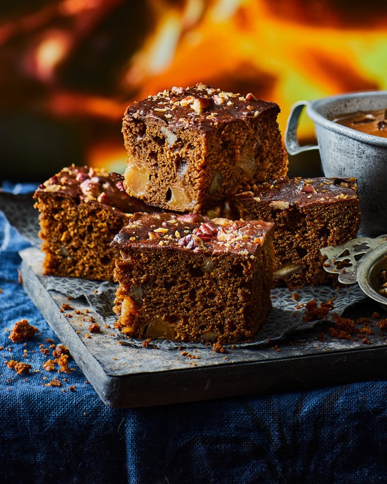 Ginger and pear traybake