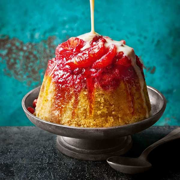 blood orange campari steamed pudding