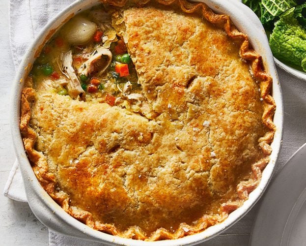 Chicken pot pie with cheddar pastry