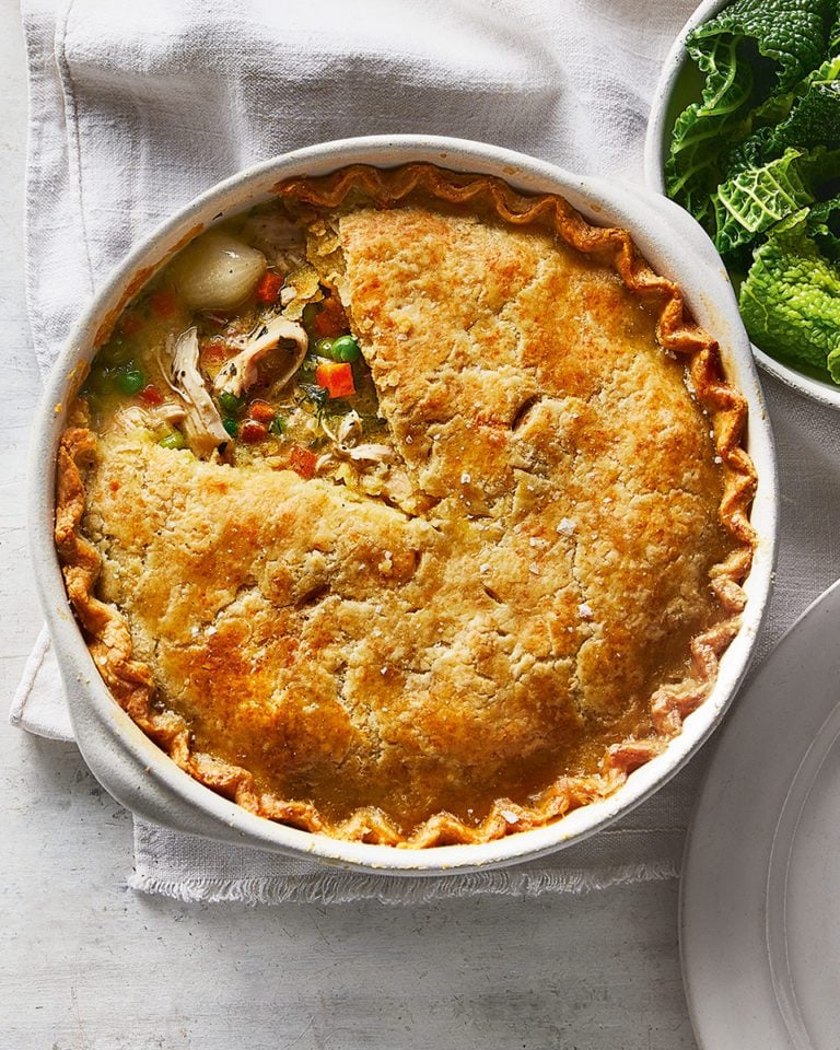 Chicken pot pie with cheddar pastry