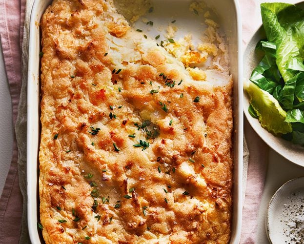 Cheddar cheese and potato pie