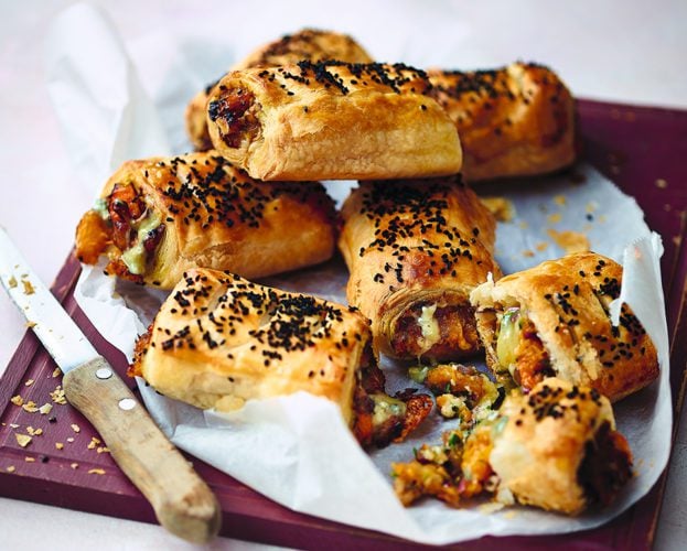 Ainsley Harriott’s butternut squash, stilton and pecan pastry rolls